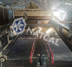Icomatex stenter, 5 chambers, 2.40 mm w. w., Gas heating, Padder, Weftstraightener Non-stop, And Ferraro compactor in the out-let Vertical chain with pins